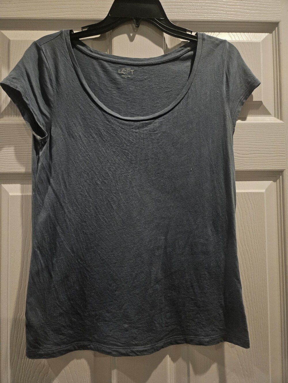 LOFT Short Sleeve Scoop Neck Tee in Dusty Blue